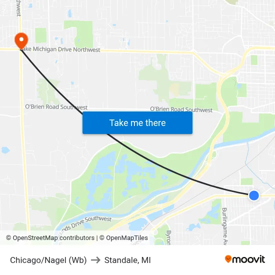 Chicago/Nagel (Wb) to Standale, MI map