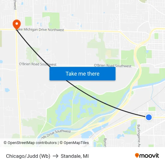 Chicago/Judd (Wb) to Standale, MI map