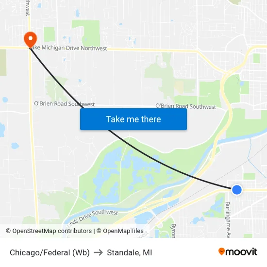 Chicago/Federal (Wb) to Standale, MI map