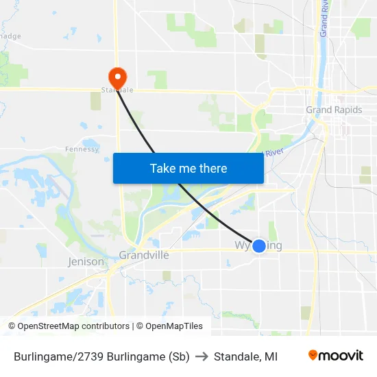 Burlingame/2739 Burlingame (Sb) to Standale, MI map
