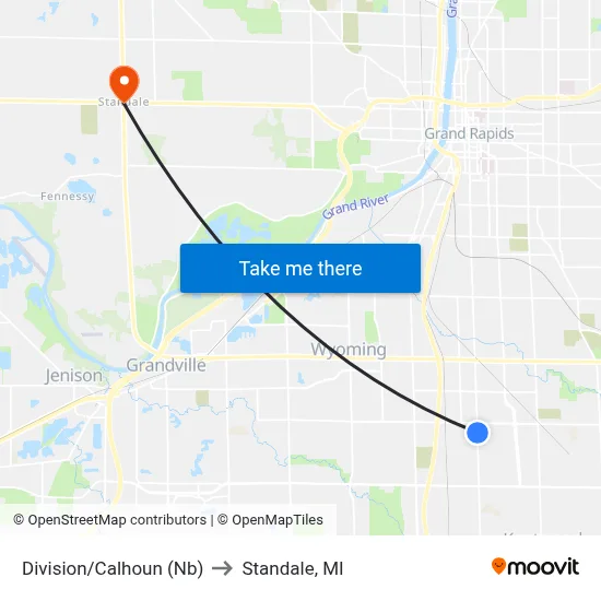 Division/Calhoun (Nb) to Standale, MI map