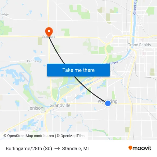 Burlingame/28th (Sb) to Standale, MI map