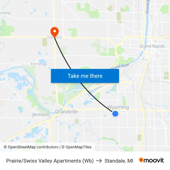 Prairie/Swiss Valley Apartments  (Wb) to Standale, MI map