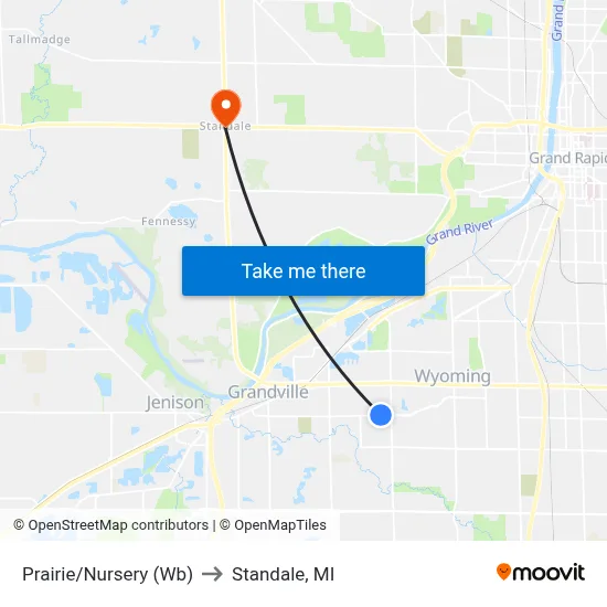 Prairie/Nursery (Wb) to Standale, MI map