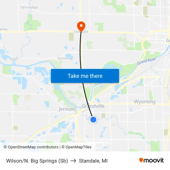 Wilson/N. Big Springs (Sb) to Standale, MI map