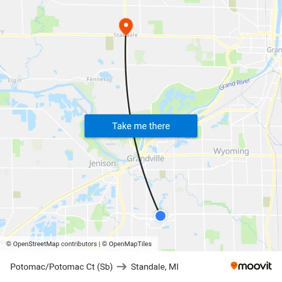 Potomac/Potomac Ct (Sb) to Standale, MI map