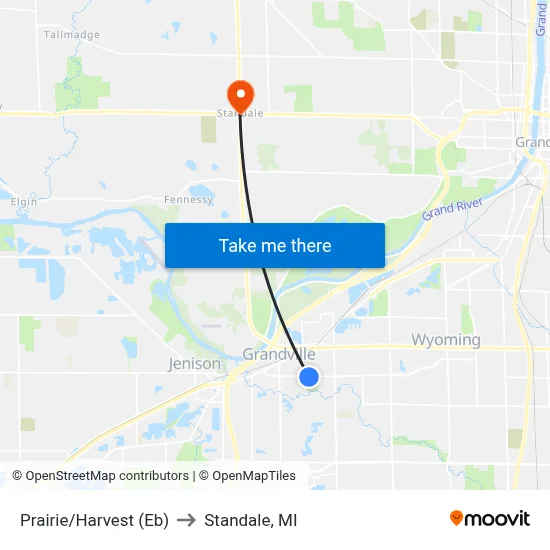 Prairie/Harvest (Eb) to Standale, MI map
