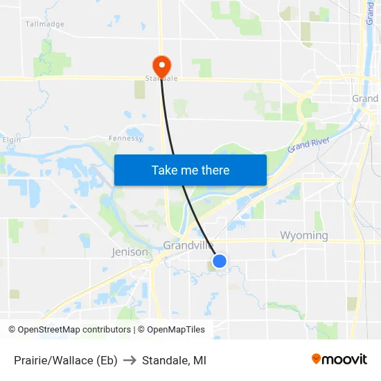 Prairie/Wallace (Eb) to Standale, MI map