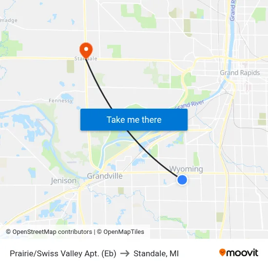 Prairie/Swiss Valley Apt. (Eb) to Standale, MI map
