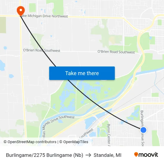 Burlingame/2275 Burlingame (Nb) to Standale, MI map
