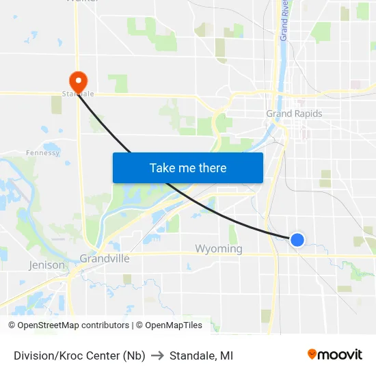 Division/Kroc Center (Nb) to Standale, MI map