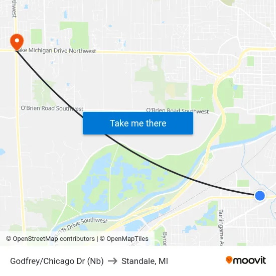 Godfrey/Chicago Dr (Nb) to Standale, MI map