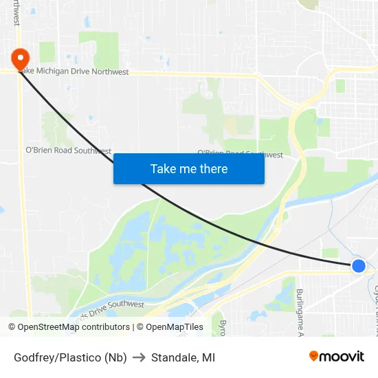 Godfrey/Plastico (Nb) to Standale, MI map