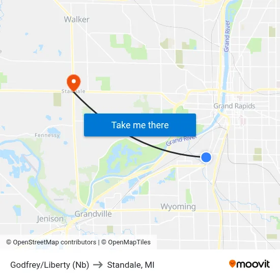 Godfrey/Liberty (Nb) to Standale, MI map