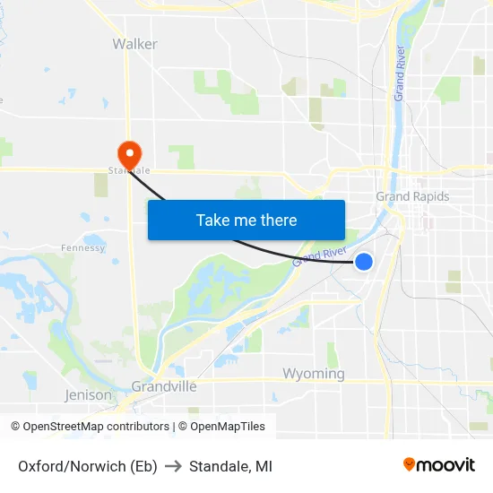 Oxford/Norwich (Eb) to Standale, MI map