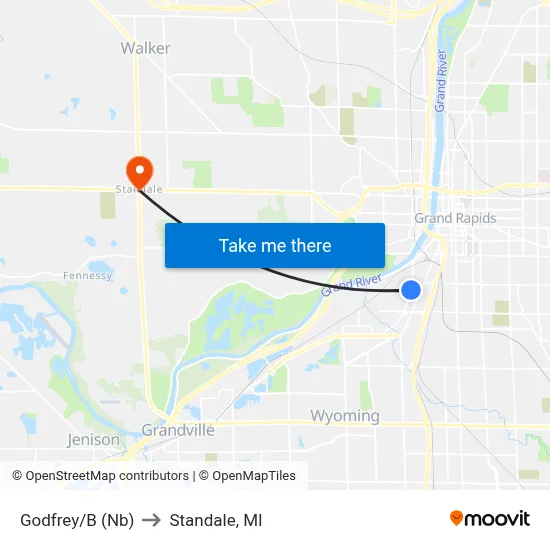 Godfrey/B (Nb) to Standale, MI map