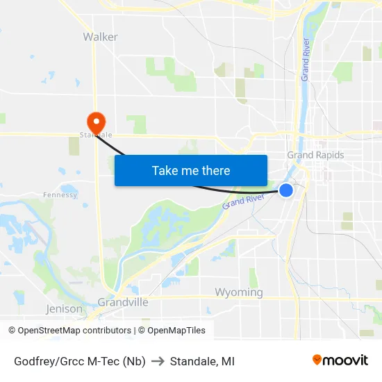 Godfrey/Grcc M-Tec (Nb) to Standale, MI map