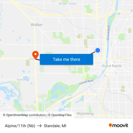Alpine/11th (Nb) to Standale, MI map