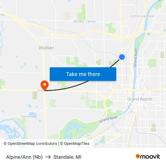 Alpine/Ann (Nb) to Standale, MI map