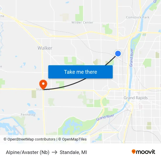 Alpine/Avaster (Nb) to Standale, MI map