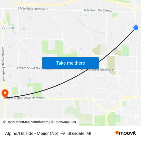 Alpine/Hillside - Meijer (Nb) to Standale, MI map