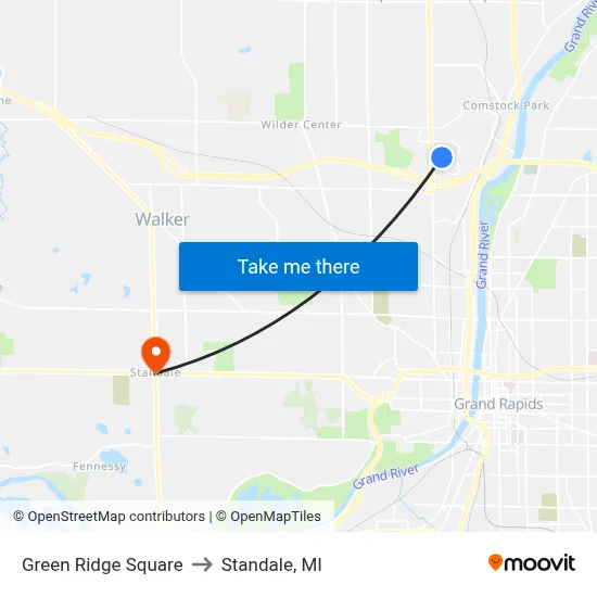 Green Ridge Square to Standale, MI map