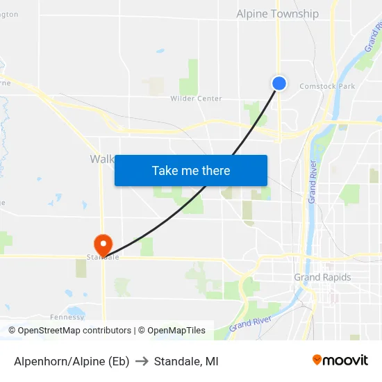 Alpenhorn/Alpine (Eb) to Standale, MI map