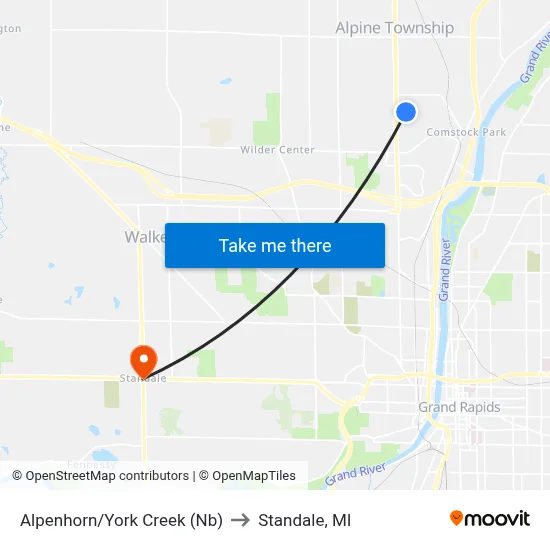 Alpenhorn/York Creek (Nb) to Standale, MI map