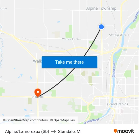 Alpine/Lamoreaux (Sb) to Standale, MI map