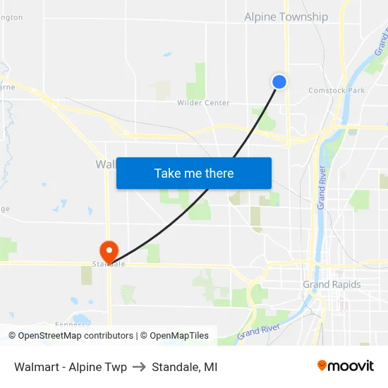 Walmart - Alpine Twp to Standale, MI map