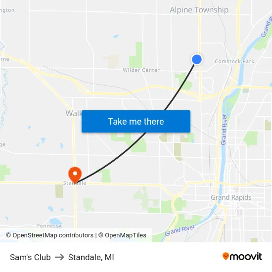 Sam's Club to Standale, MI map