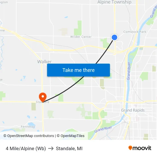 4 Mile/Alpine (Wb) to Standale, MI map