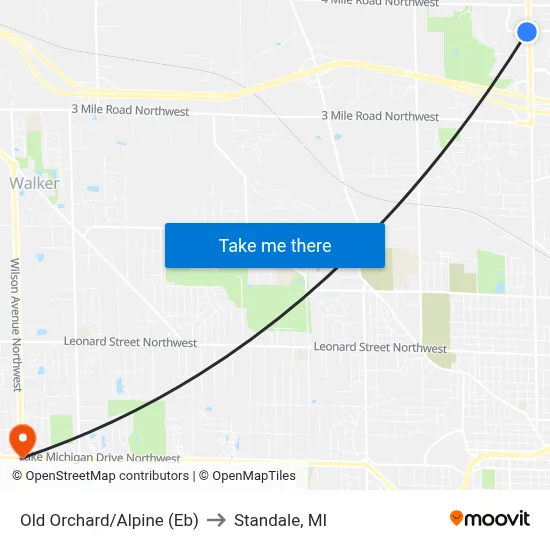 Old Orchard/Alpine (Eb) to Standale, MI map