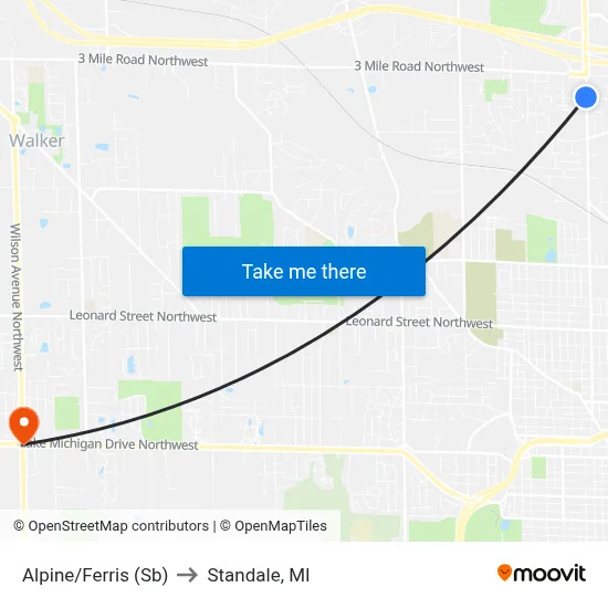 Alpine/Ferris (Sb) to Standale, MI map