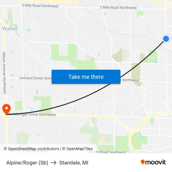 Alpine/Roger (Sb) to Standale, MI map