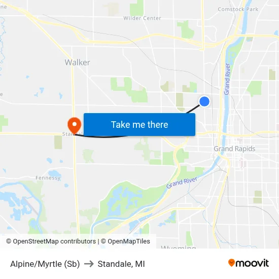 Alpine/Myrtle (Sb) to Standale, MI map