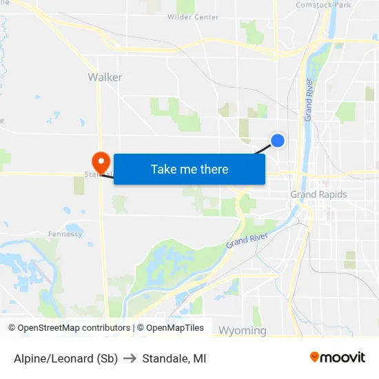 Alpine/Leonard (Sb) to Standale, MI map