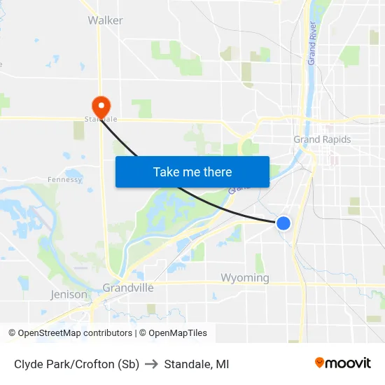Clyde Park/Crofton (Sb) to Standale, MI map