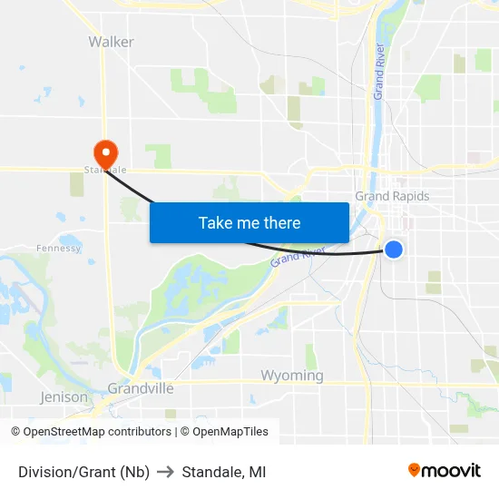 Division/Grant (Nb) to Standale, MI map