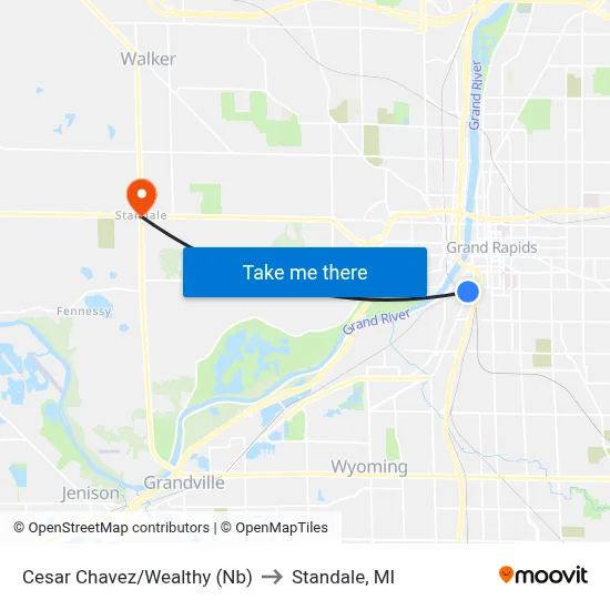 Cesar Chavez/Wealthy (Nb) to Standale, MI map