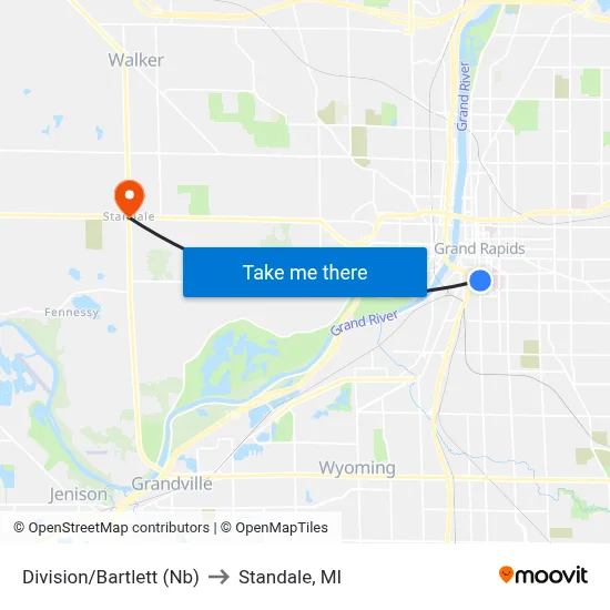 Division/Bartlett (Nb) to Standale, MI map