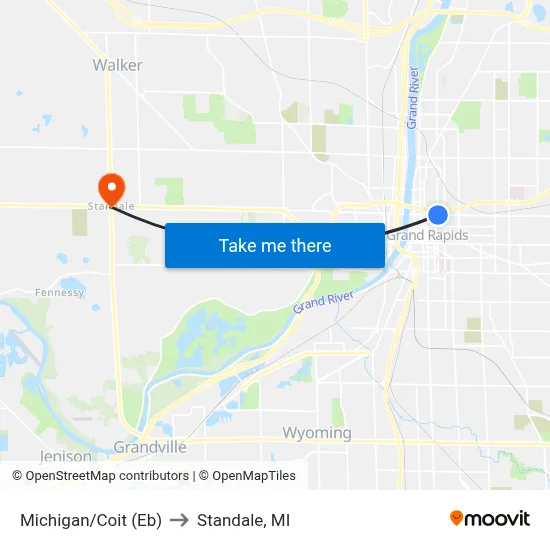 Michigan/Coit (Eb) to Standale, MI map