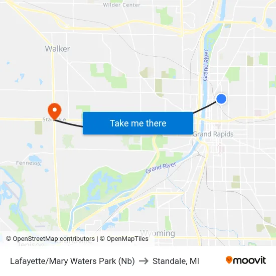 Lafayette/Mary Waters Park (Nb) to Standale, MI map