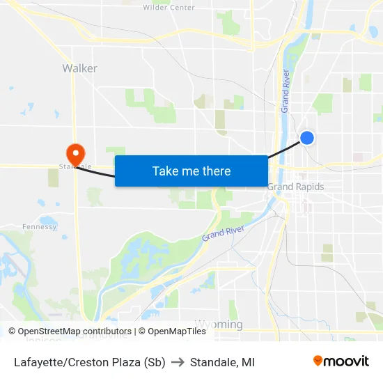 Lafayette/Creston Plaza (Sb) to Standale, MI map