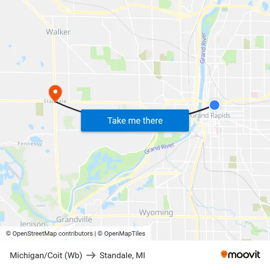 Michigan/Coit (Wb) to Standale, MI map