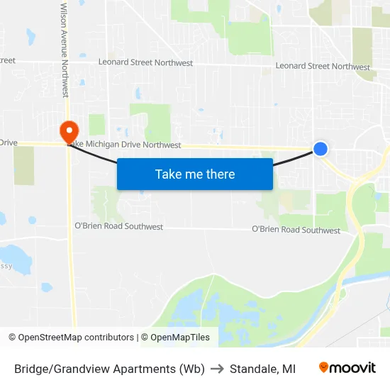 Bridge/Grandview Apartments (Wb) to Standale, MI map