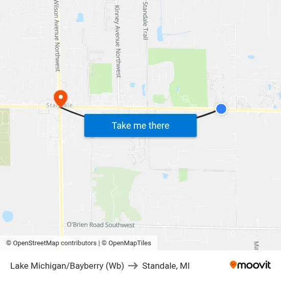 Lake Michigan/Bayberry (Wb) to Standale, MI map