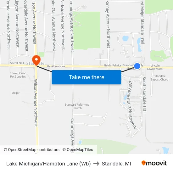 Lake Michigan/Hampton Lane (Wb) to Standale, MI map