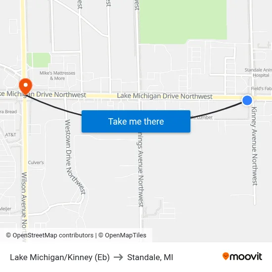 Lake Michigan/Kinney (Eb) to Standale, MI map