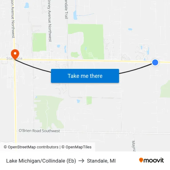 Lake Michigan/Collindale (Eb) to Standale, MI map